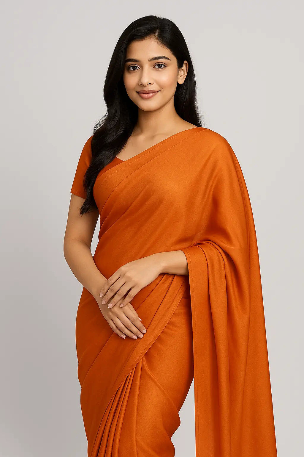 Premium Soft Silk Plain Orange Saree for Women REMU SAREES Buy Saree Online Pakistan