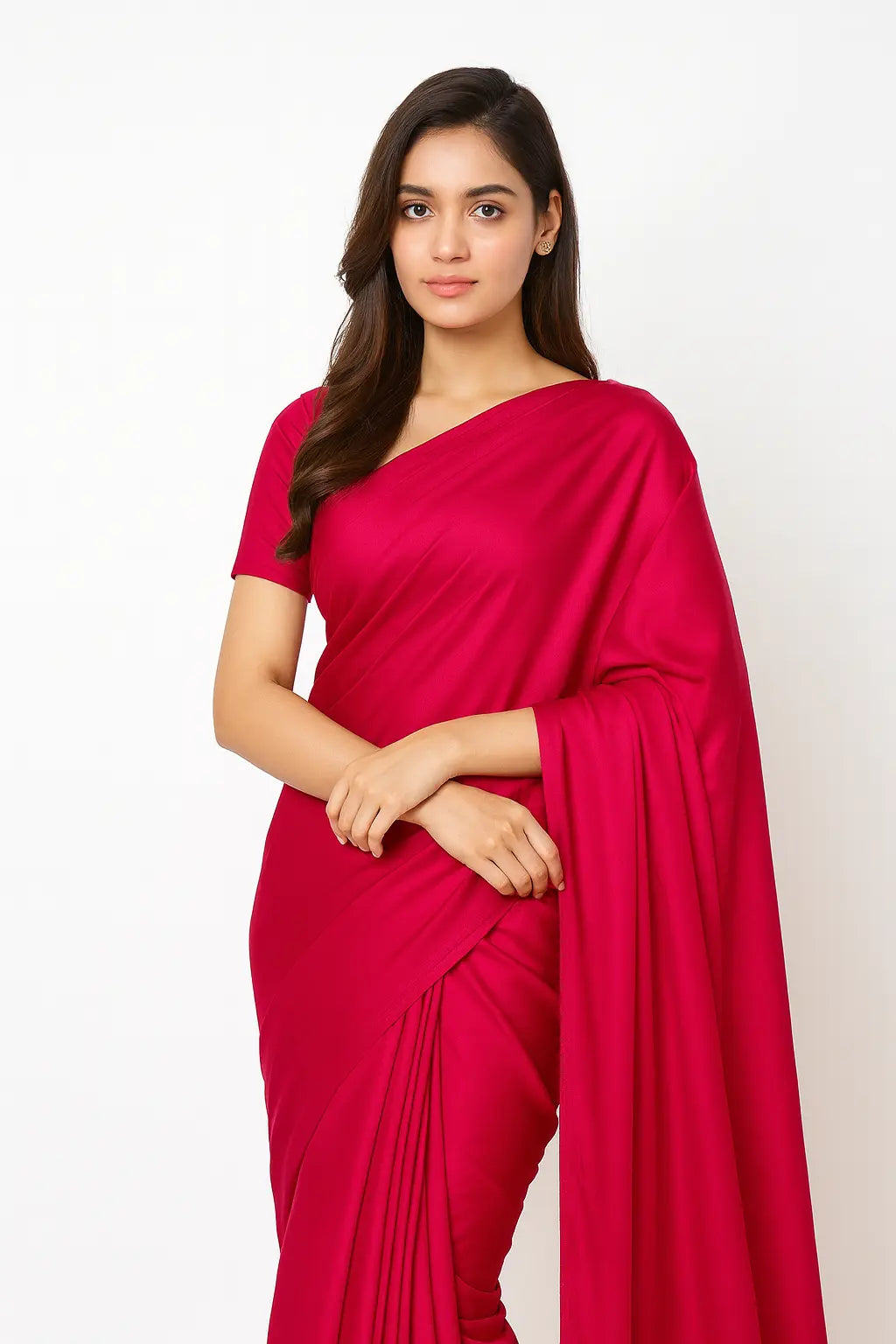 Premium Soft Silk Red Plain Saree for Women Buy Saree Online Pakistan